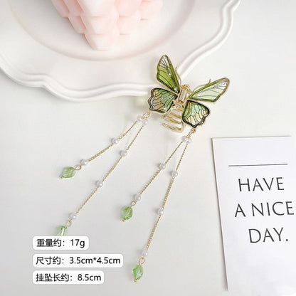 2026 New Butterfly Pearl Tassel Hairpin Korean Simple Side Clip Liu Haibian Clip Shark Hairpin Hair Accessories Women