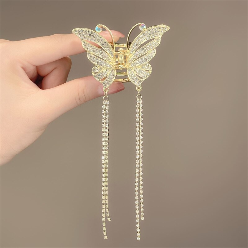 2026 New Butterfly Pearl Tassel Hairpin Korean Simple Side Clip Liu Haibian Clip Shark Hairpin Hair Accessories Women