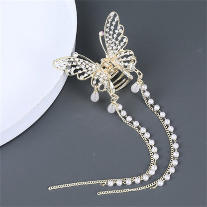 2026 New Butterfly Pearl Tassel Hairpin Korean Simple Side Clip Liu Haibian Clip Shark Hairpin Hair Accessories Women